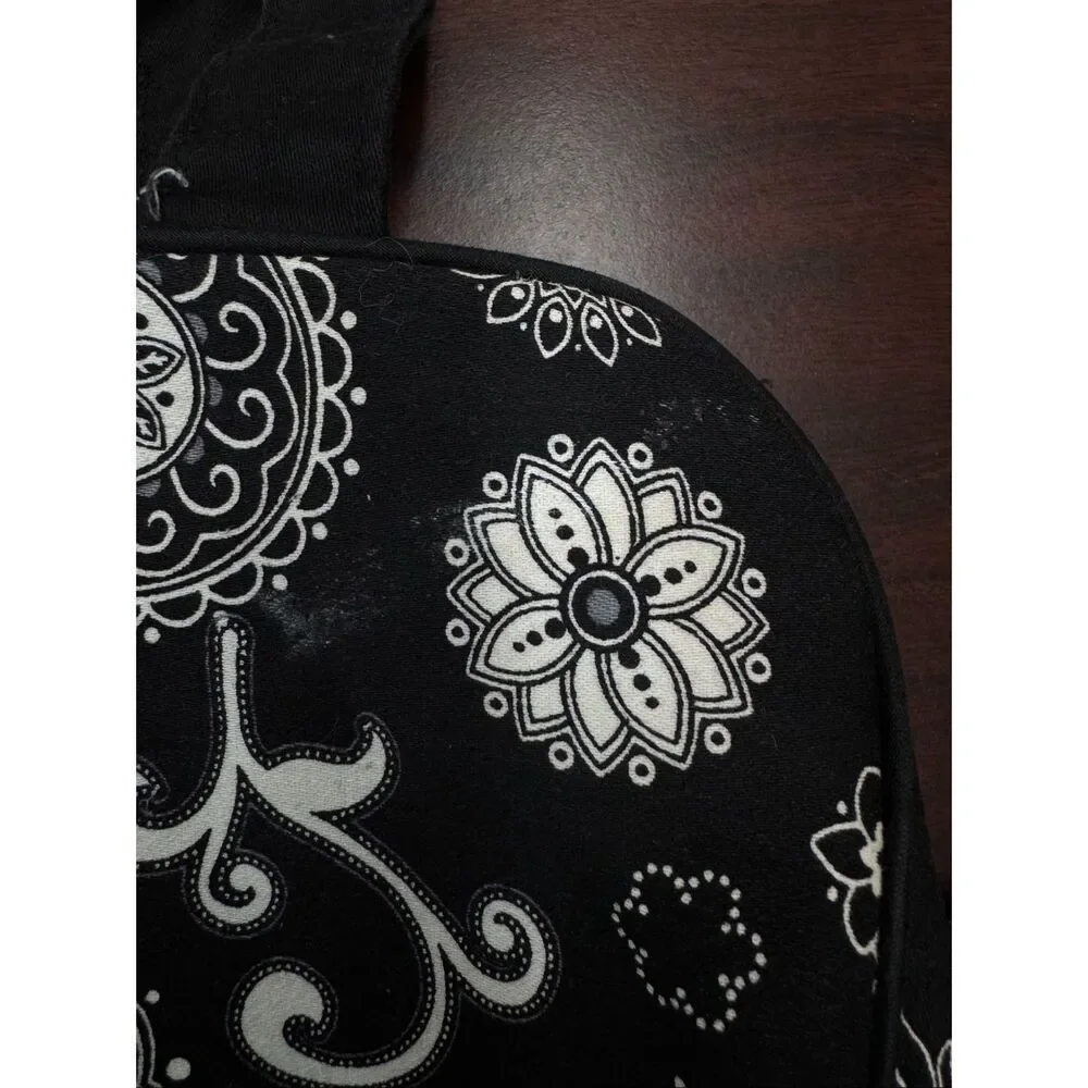 Thirty-One Black and White Floral Print Cosmetic Bag